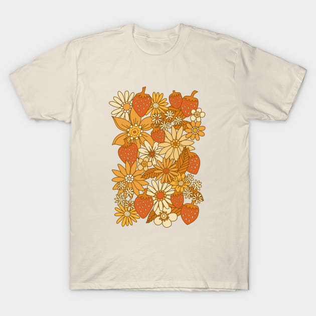 Strawberry Florals - Warm Harvest T-Shirt by latheandquill